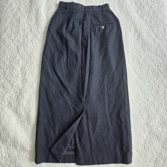 90s Ralph Lauren Purple Label Vintage USA Wool Midi Pencil Skirt Navy - Picture 4 of 8